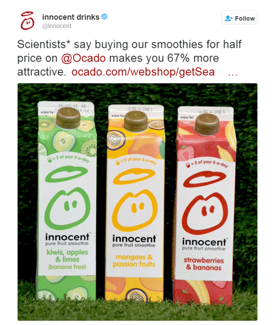 Innocent's tweet highlighting effective brand voice on social media